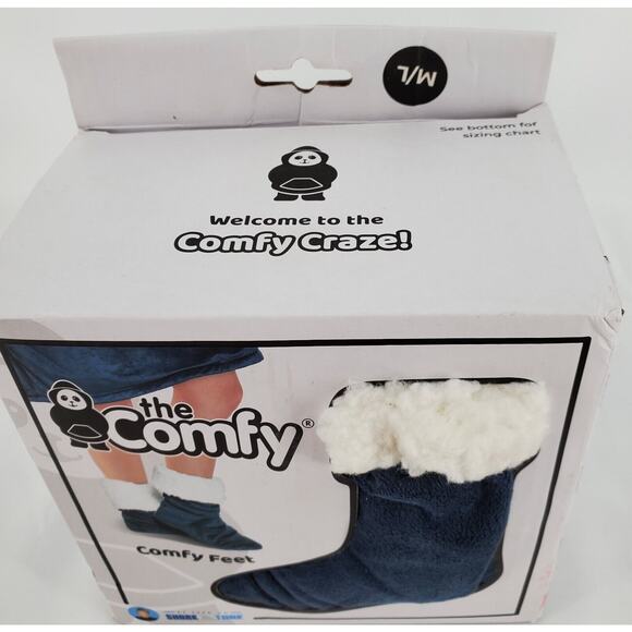 The Comfy Feet Slipper Socks US(W) 8-10 M/L Navy As Seen On Shark Tank Sherpa - Picture 4 of 6